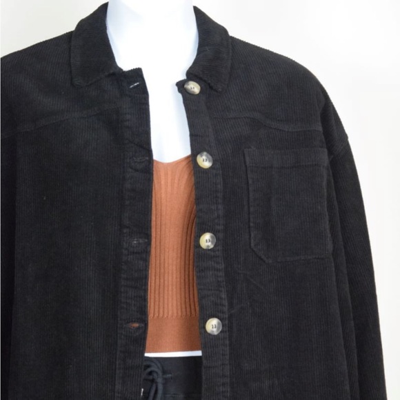 51. Plus Size Black Corduroy Button Up Shirt Jacket 1X/2X - Picture 7 of 7